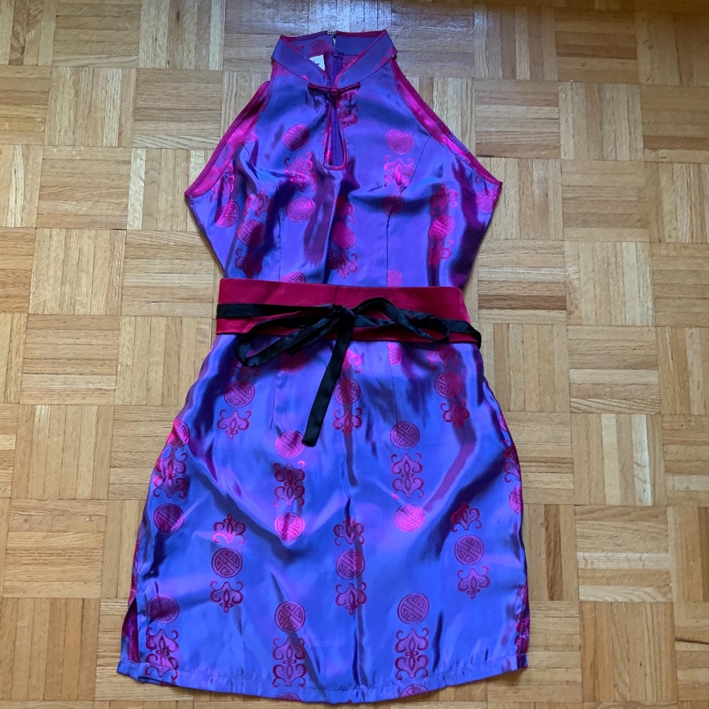 Eye-catching, Asian-inspired Violet and Red dress